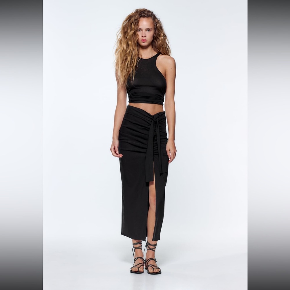 Zara NWT Linen Blend Stretch Skirt